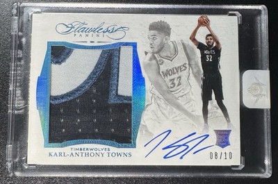 2015 FLAWLESS KARL-ANTHONY TOWNS ROOKIE PATCH AUTO /10 SEALED #SR-KA