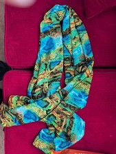 YOUR BEST LOOK Scarf 27" x 57" Sheer Polyester Blue/Green/Yellow Beautiful