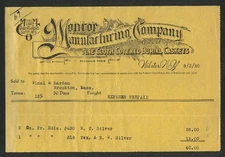 Monroe Manufacturing Caskets Webster NY billhead 1920