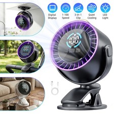 USB Clip-on Cooling Fan 360 Rotatable 100 Speed With Digital Display LED Light