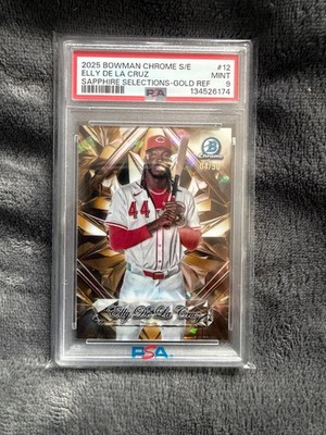 2025 BOWMAN CHROME SAPPHIRE SELECTIONS GOLD ELLY DE LA CRUZ /50 PSA 9