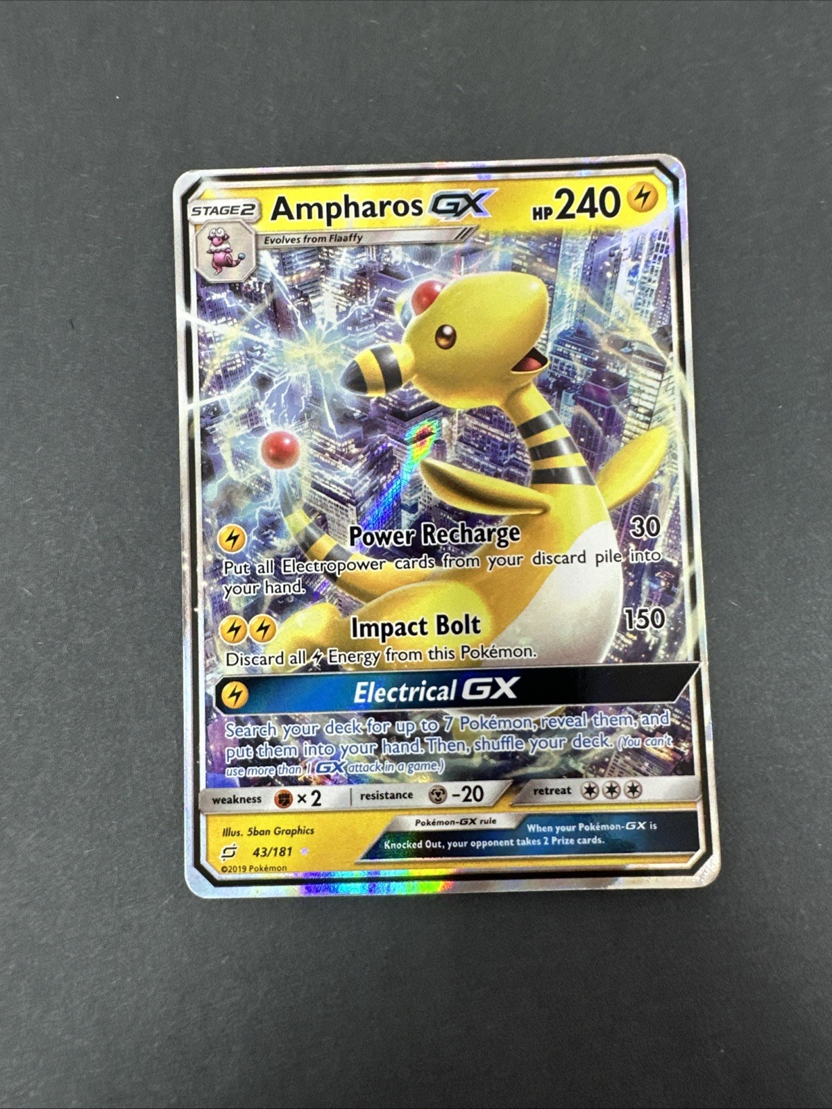 Ampharos GX - 43/181 - Pokemon Team Up Sun & Moon Ultra Rare Card NM