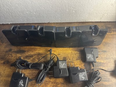 Lot Of 4 Plantronics Voyager Legend CS CSEB-01 Bluetooth Headset Base &Cord
