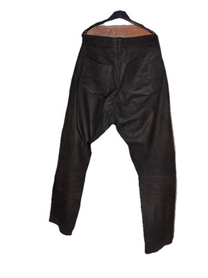Black Waxed Denim Bootcut Leather . W36 L32. Guter Zustand Top Zustand