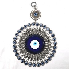 Turkish Nazar Evil Eye Hanging Glass Amulet for Protective Wall Decor Blue