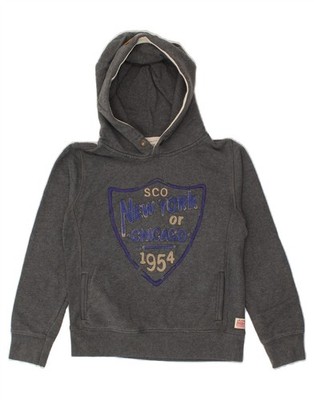 SCOTCH SHRUNK Jungen Grafik Hoodie Pullover 7-8 Jahre Grau Baumwolle TE09