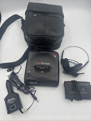Sony Car DiscMan D-802K Lot w/ Headphones, Cass, Chg, Bag