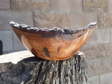 Almond, Wood, Wooden, Lathe, turned, hand made, bowl, wooden bowl