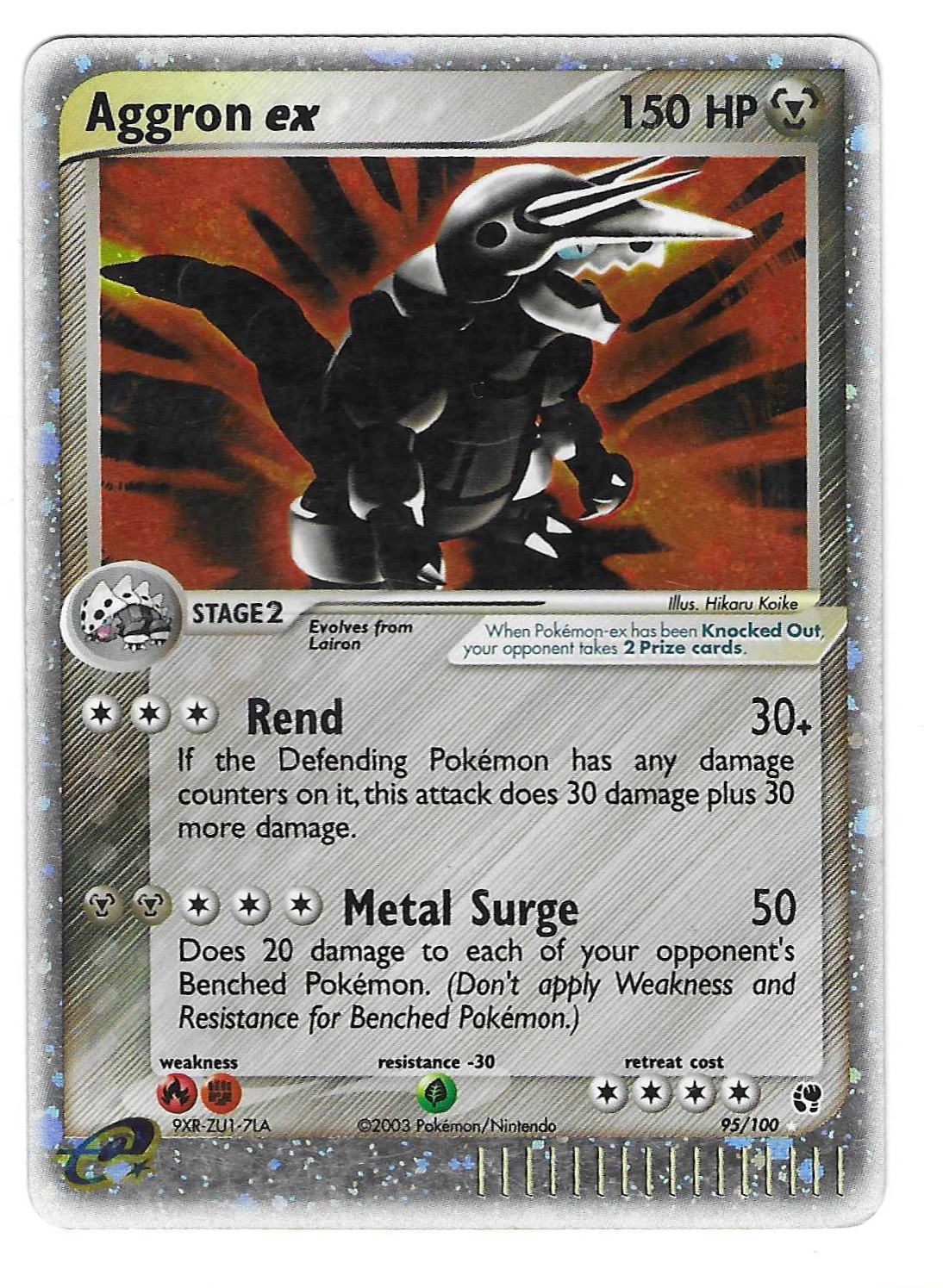 Aggron ex 95/100 EX Sandstorm e-Reader Holo 2003 Pokemon Card | LP