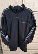 Vintage Adidas Originals Jacket Black Gray 3 Stripes Mens 2 XL Great Condition