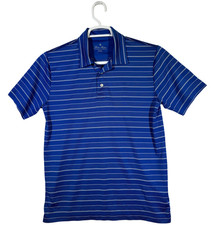 Brooks Brothers Polo Shirt Mens Medium Blue Striped Performance Golf Casual