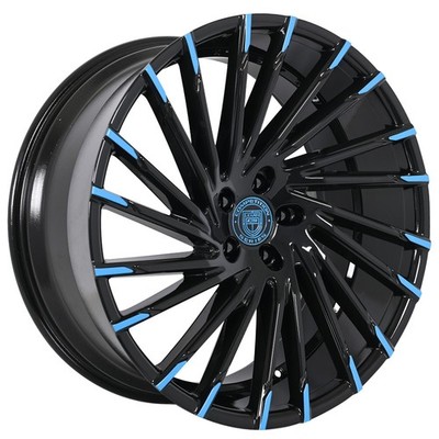 Lexani Wheels Wraith 22x9/22x10 Custom Gloss Black with Miami Blue (4pcs) A1
