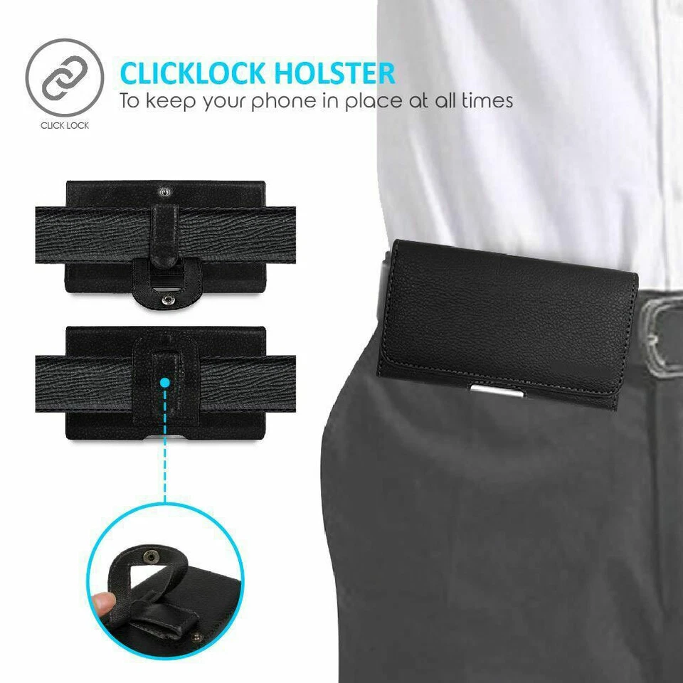 Universal Belt Pouch Clip Hip Loop Case for Mobile Phone Cover PU Leather Wallet - Image 3 of 4