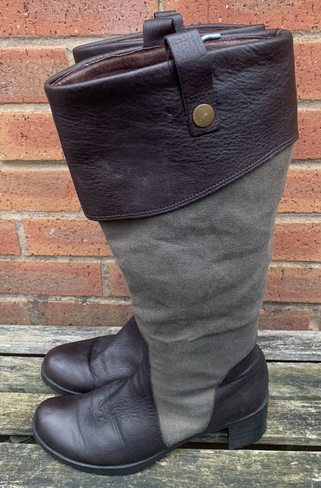 Botas Nina Nina de cuero real/lona hasta la pantorrilla talla 7/40 para dama Foto 3 de 4