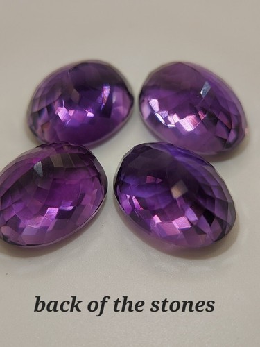 4 Large Amethyst Gemstones - Faceted Natural Purple Quartz 73.80 CTS - Photo 8/9