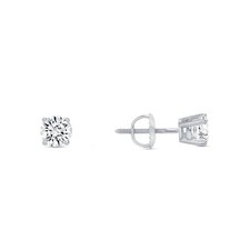 3/4 Ct Round Lab Grown Diamond Earrings Studs 14K White Gold F/VS 4-Prong Screw