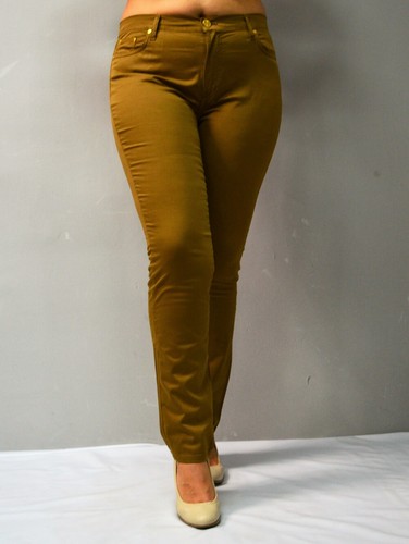 Pantalón vaquero camel mujer tiro alto cinco bolsillos elástico* | eBay