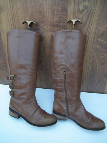 Next Womens Mid-Calf Boots Flats Knee Length 3 Strap Boots Biker Shoes Size UK 5 - Picture 1 of 8