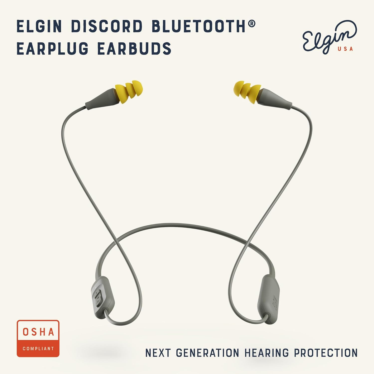 Elgin Discord Bluetooth Earplug Earbuds, OSHA Compliant Noise