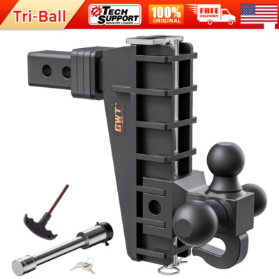 #ad Adjustable Trailer Hitch 2.5#x27;#x27; Receiver 8#x27;#x27; Drop Towing Hitch 18500 LBS Tri Ball $169.00