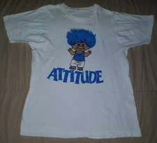 VTG 80s TROLL ATTITUDE T SHIRT MEDIUM SCREEN STARS SINGLE STITCH 90s BLUE HAIR