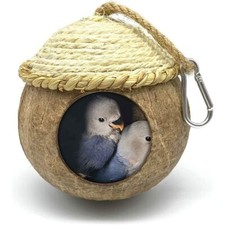 Parrot Nest Natural Coconut Woven Straw Hut C...