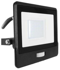 30W Slim Floodlight with PIR, 3000K, 2340lm, IP65, Black - VT-138S-1-B 20286