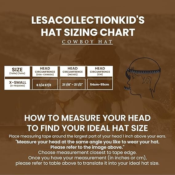 Brim Fit Guide Measure Cowboy Hat Size Lesa Collection Kids
