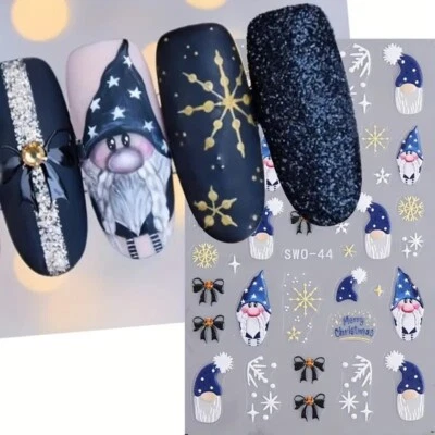 NAIL STICKERS FLOWERS TULIPS Nail Art Sticker Weihnachten Wichtel Gonk Schneeflocken Schleifen Sterne French Maniküre S44