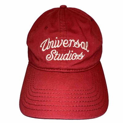 Universal Studios Maroon w White Script Hat Cap Dotted Under Bill Hook and Loop