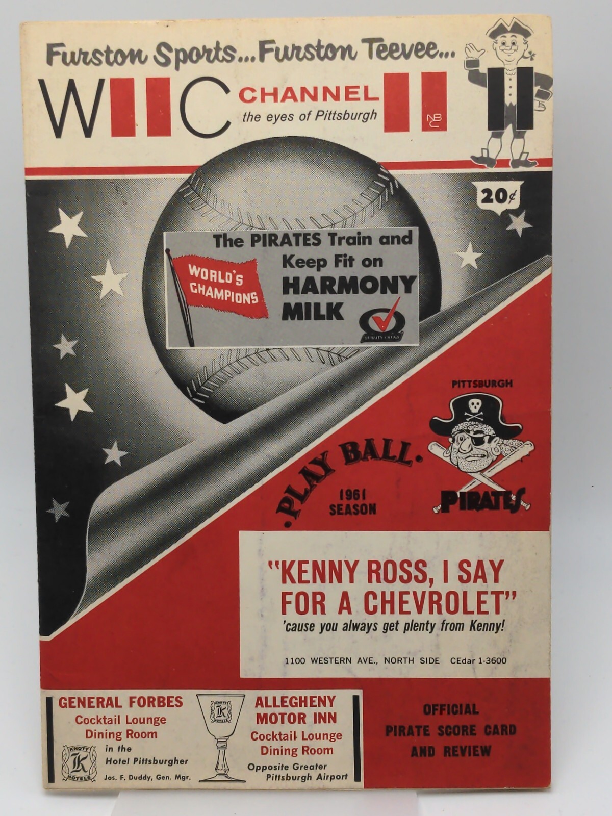 1961 Pittsburgh Pirates Score Card Program vs Los Angeles LA Dodgers