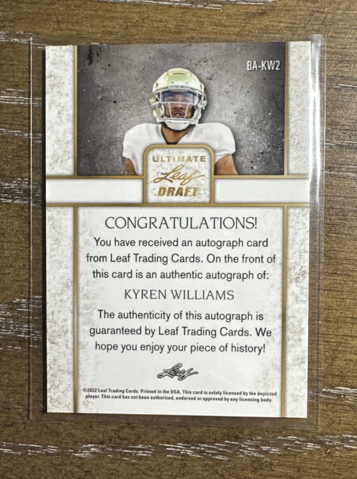 2022 Kyren Williams XRC Leaf Ultimate Draft #BA-KW2 Emerald Auto /35 - Image 2 of 2