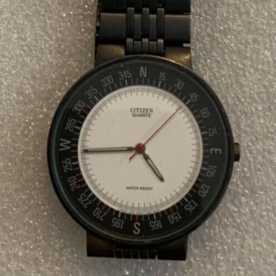 Rare Vintage Citizen Quartz Titanium Watch 6031-S17829 SMW Compass Citizen Watch