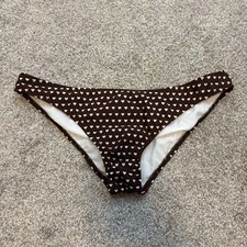 Y2K Vintage Low Rise Bikini Bottoms XL Brown Heart Polka Dot