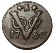 Old Colonial Coins 1786 Highgrade Copper VOC 1 DUIT