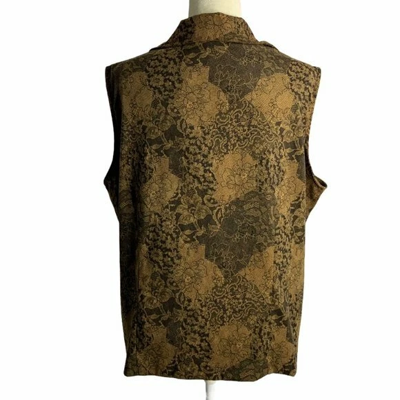Chaleco Vintage Briggs Sin Mangas Cremallera Frontal 18 Marrón Negro Cuello Foto 3 de 4