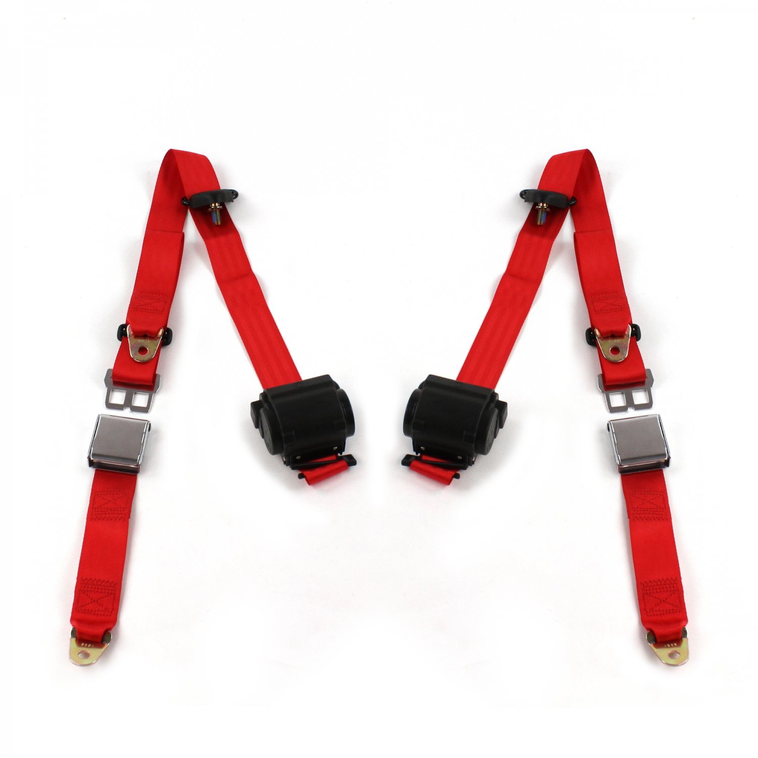 Ford GT40 1964 - 1969 Airplane 3pt Red Retractable Bucket Seat Belt Kit - 2 Belt