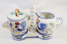 Vintage Nasco hand painted Japan ceramic blue floral sugar & creamer bowls