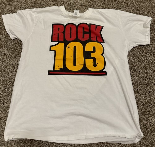 T-shirt bianca vintage Rock 103 manica corta taglia XL ottime condizioni - Foto 2 di 6