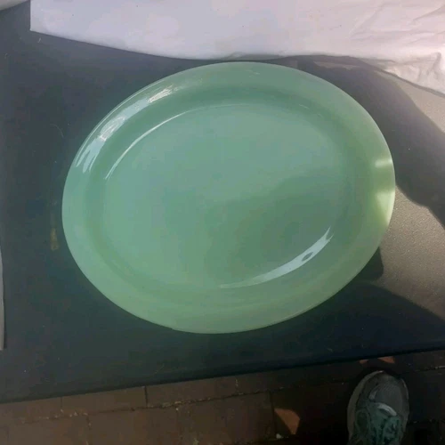 FIRE KING JADEITE  Oval Football Platter  9.5 x 7.75 in.  ANCHOR HOCKING