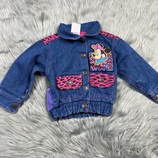 Vintage Baby Girls Disney Minnie Mouse Denim Animal Print Jacket