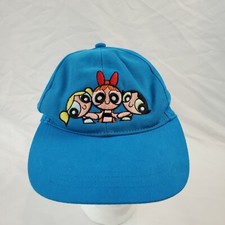 Vtg Powerpuff Girls Cartoon Network Embroidered Hat Blue Kids Youth 2000 VG