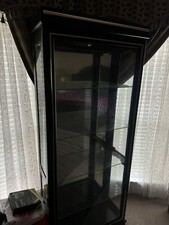 Black Framed Tempered Glass Counter Top Display Case with Shelves Lock