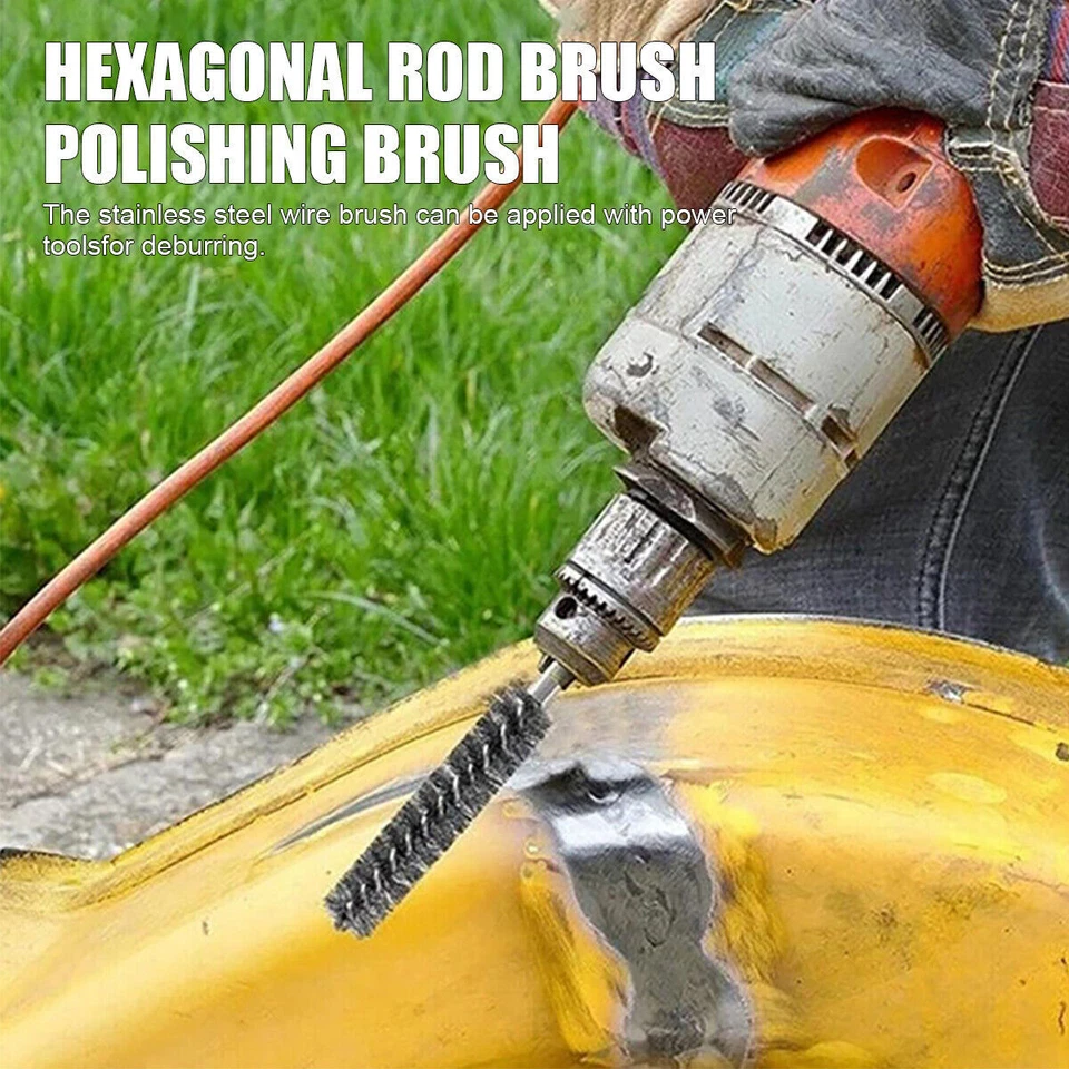 Cepillo de alambre de acero inoxidable 12 piezas vástago de 1/4" para limpieza de taladro eléctrico Foto 3 de 4