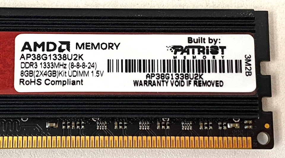 AMD Performance Edition 8GB (2 x 4GB) DDR3 1333MHz RAM Memory Kit AP38G1338U2K - Image 2 of 3
