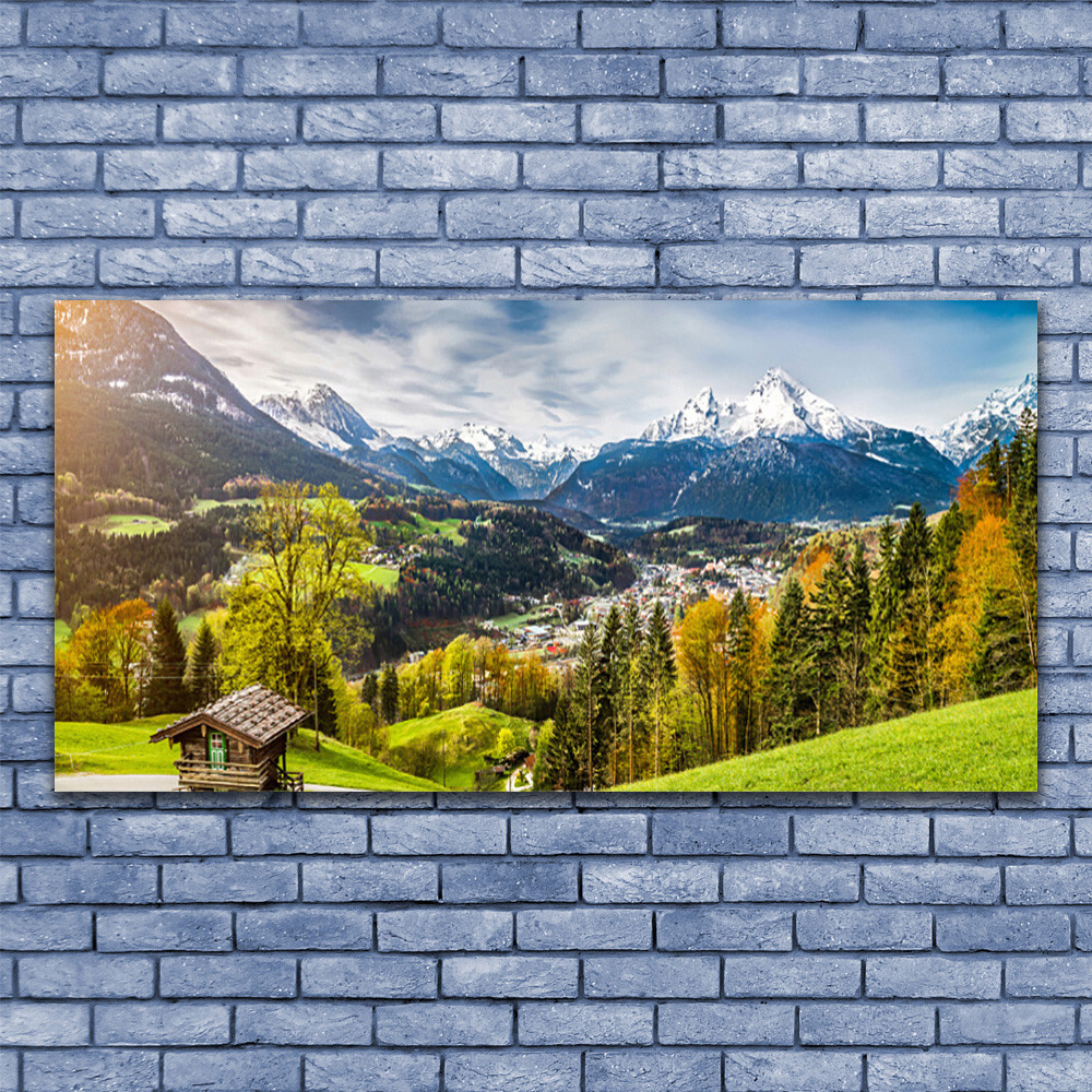 Tableau paysage Alpes impression Plexiglas panoramique 140x70