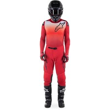 Completo Uomo Cross Maglia Pantaloni Alpinestars Supertech Risen Rosso Mars Red