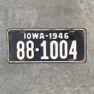 Vintage Iowa 1946 License Plate Union County Tag Wall Decor Collector