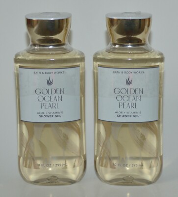 2 NEW BATH & BODY WORKS GOLDEN OCEAN PEARL SHOWER GEL WASH ALOE VITAMIN E 10OZ