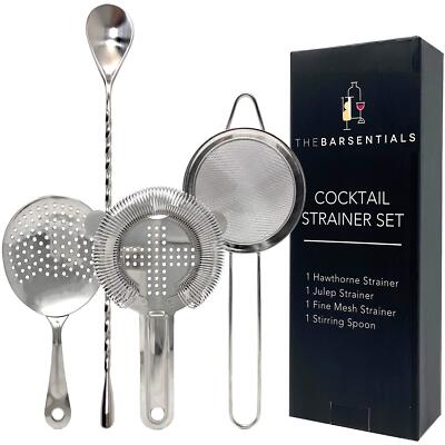 Cocktail Strainer Set Stainless Steel Bar Tool with Stirring Spoon - Hawthorn...